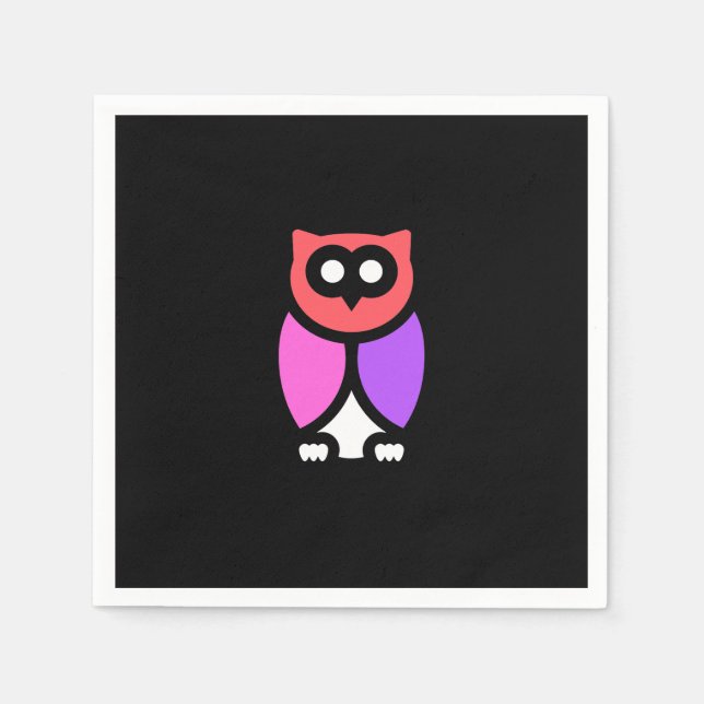 Night Owl, Beautiful Pink & Red, Abstract Pop Art Napkin (Front)