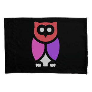 Night Owl, Beautiful Pink & Red, Abstract Pop Art Pillowcase
