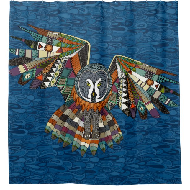 night owl blue shower curtain (Front)