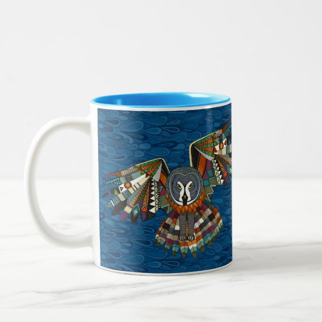 night owl blue Two-Tone coffee mug (Left)