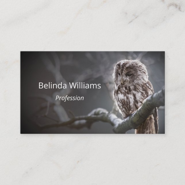 Night Owl Business Photo Elegant  Card (Front)