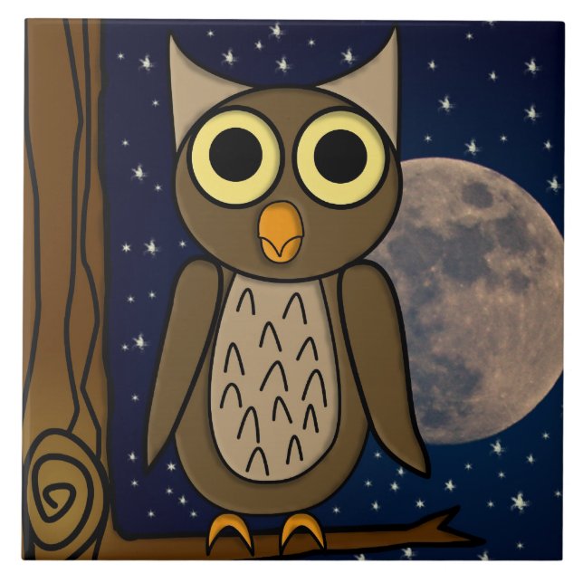 Night owl ceramic tile (Front)