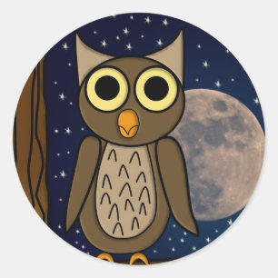 Night owl classic round sticker