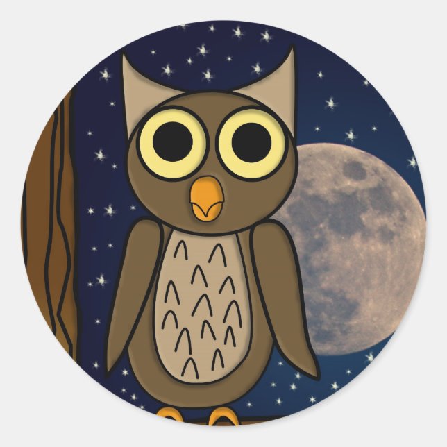 Night owl classic round sticker (Front)