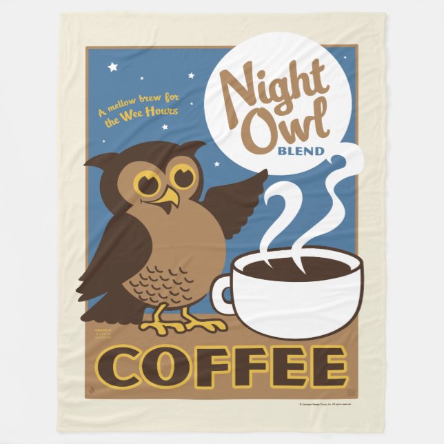 Night Owl Coffee Fleece Blanket (Front)