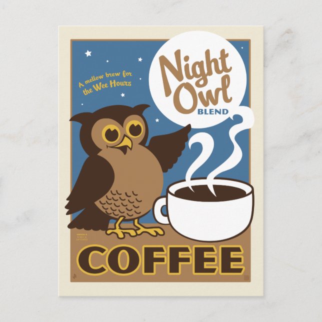 Night Owl Coffee Postcard (Front)