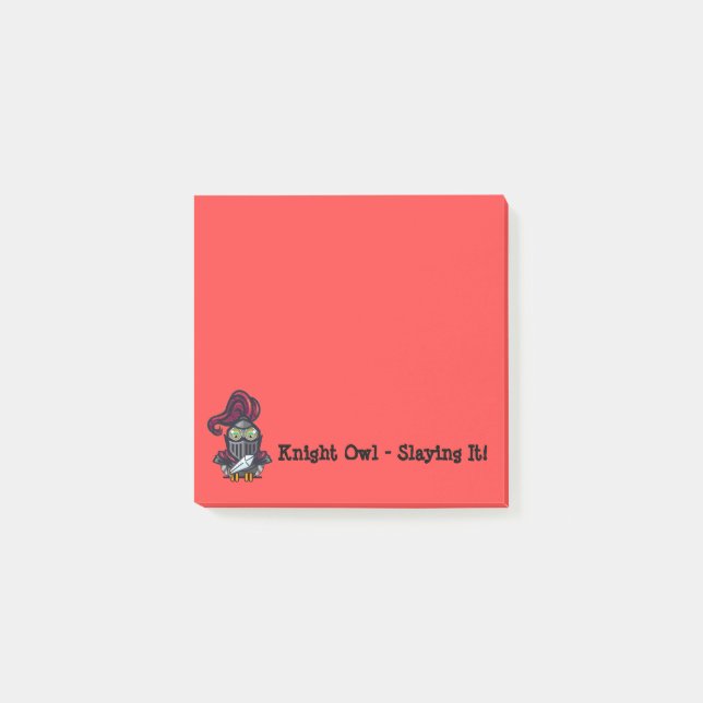Night Owl Dressed in Knight's Armour Square Post-it Notes (Front)