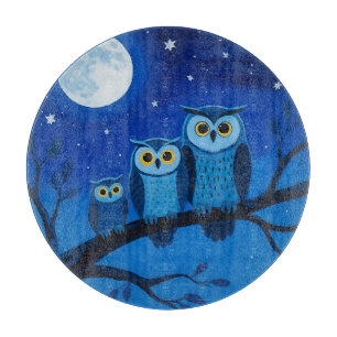 Night Owl Family Moonlit Sky Cutting Board
