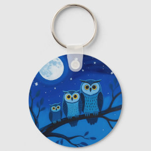 Night Owl Family Moonlit Sky Key Ring
