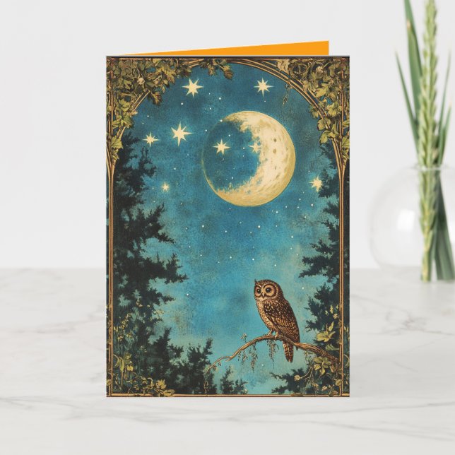NIGHT OWL FULL MOON AND STARRY NIGHT CARD (Front)