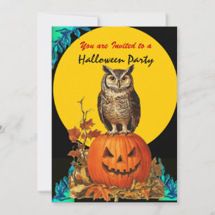 NIGHT OWL FULL MOON HALLOWEEN PARTY  INVITATION