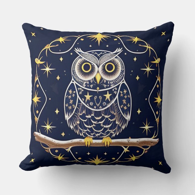 Night Owl Gift for Owl Lovers and Fantasy Fans Cushion (Front)