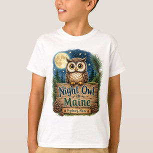 Night Owl in Maine Fryeburg Kids T-Shirt