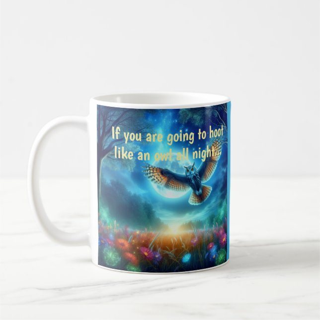 Night Owl & Morning Eagle: Celestial Journeys Coffee Mug (Left)