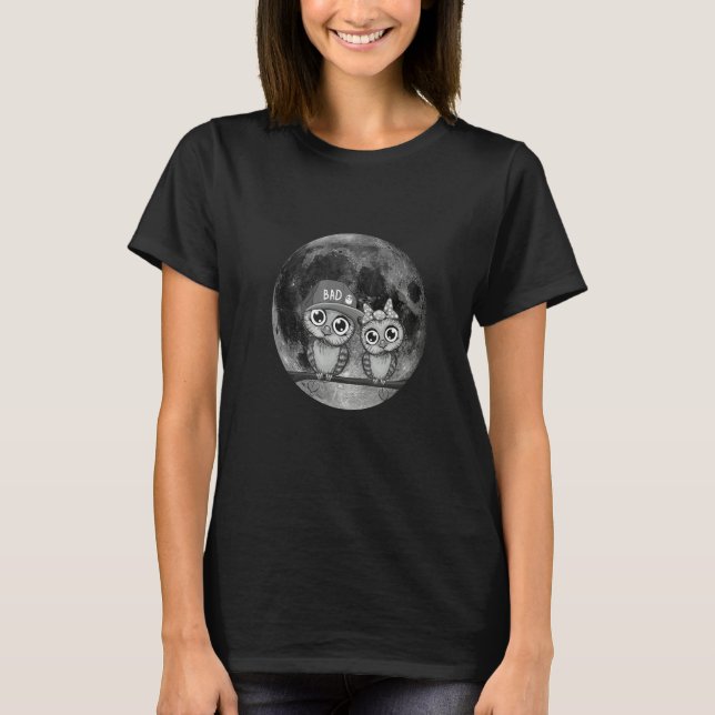 Night Owl Shadow Figures  Bird Humour Shadow Puppe T-Shirt (Front)
