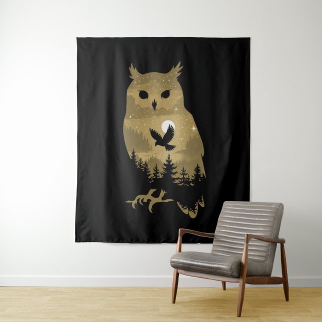 Night Owl Silhouette Tapestry (In Situ)