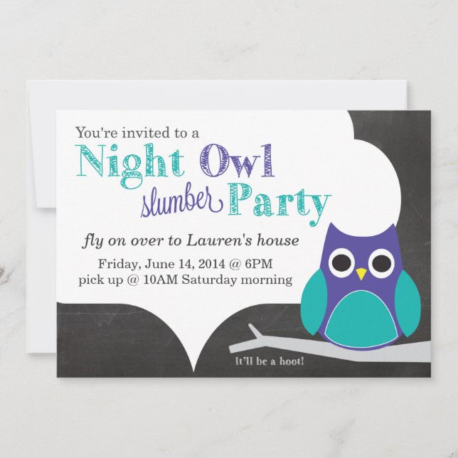 Night Owl Slumber Party Invitation (Front)