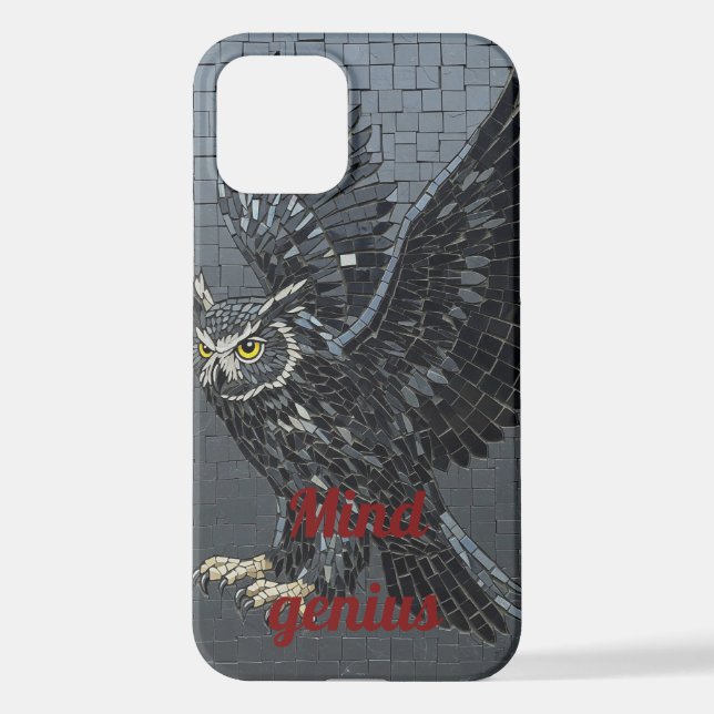 Night Owl Wisdom Mosaic Phone Case – Dark Academia (Back)