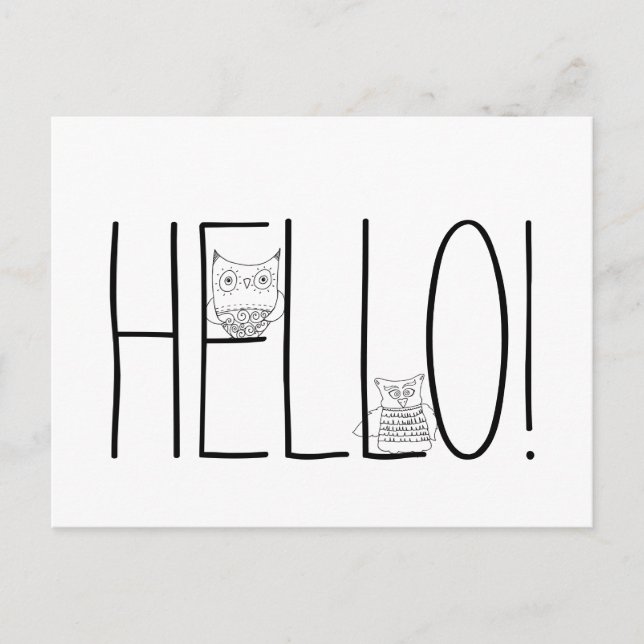 Night Owls Hello Postcard (Front)