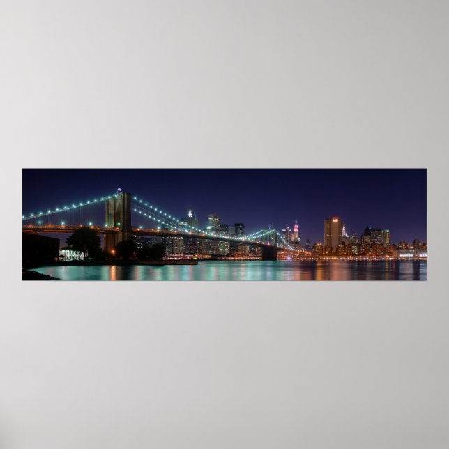 Night Panorama of Brooklyn Bridge Poster (Front)