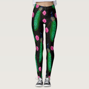 Night peacock garden leggings