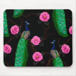 Night peacock garden mouse pad