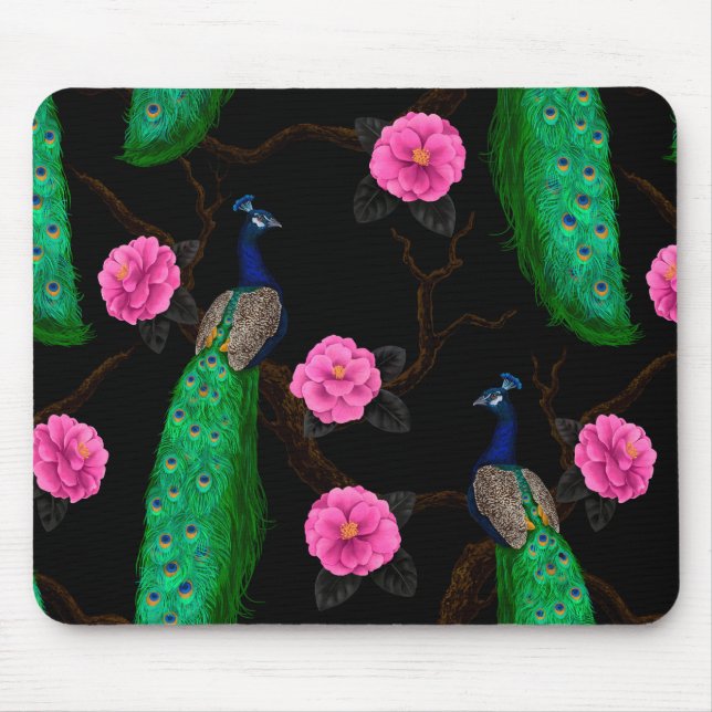 Night peacock garden mouse pad (Front)