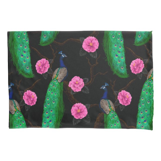 Night peacock garden pillowcase (Front)
