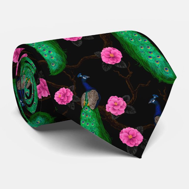 Night peacock garden tie (Rolled)