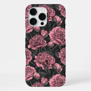 Night peony garden in pink and grey iPhone 16 pro max case