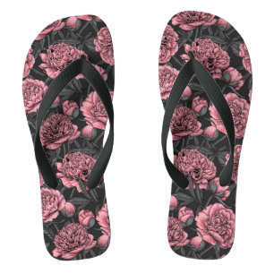 Night peony garden in pink and grey thongs