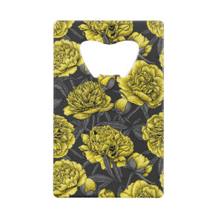 Night peony garden in yellow and grey