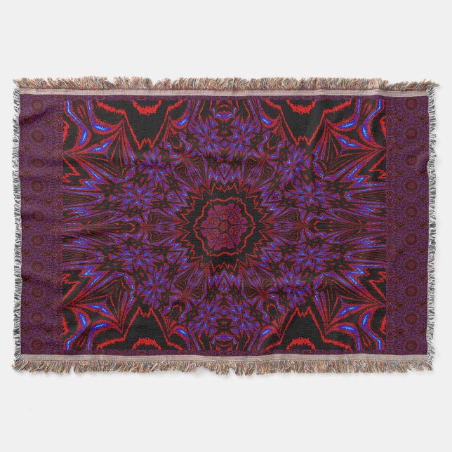 Night Peony Throw Blanket (Front)