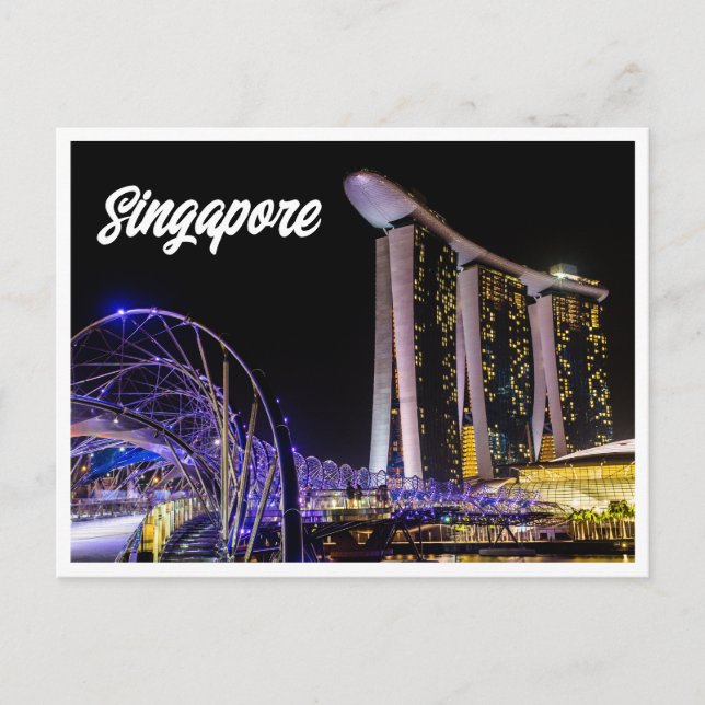 Night Photo of Singapore Postcard (Front)