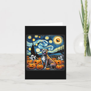 Night Pitbull Halloween Card
