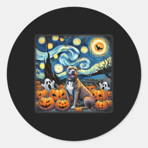 Night Pitbull Halloween  Classic Round Sticker