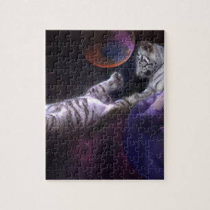 Night Play white tigers Jigsaw Puzzle