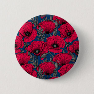 Night poppy garden 6 cm round badge
