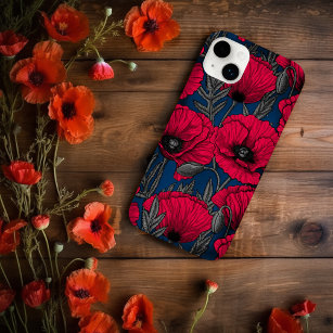 Night poppy garden Case-Mate iPhone 14 plus case