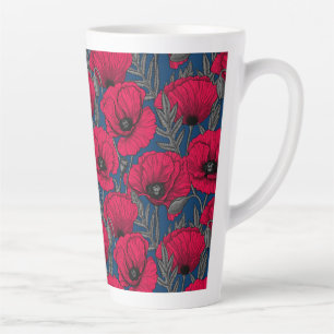 Night poppy garden latte mug