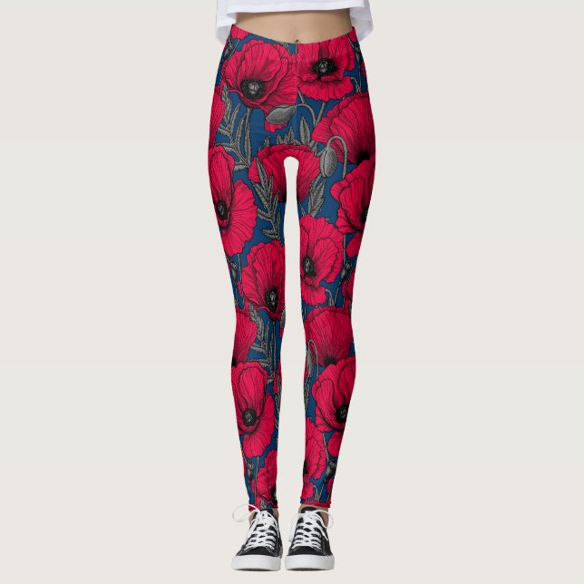 Night poppy garden leggings (Front)