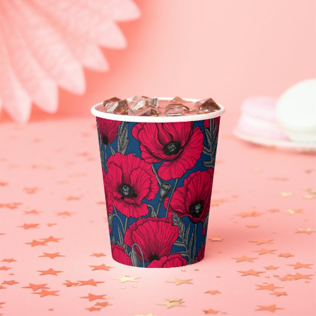 Night poppy garden paper cups (Insitu)
