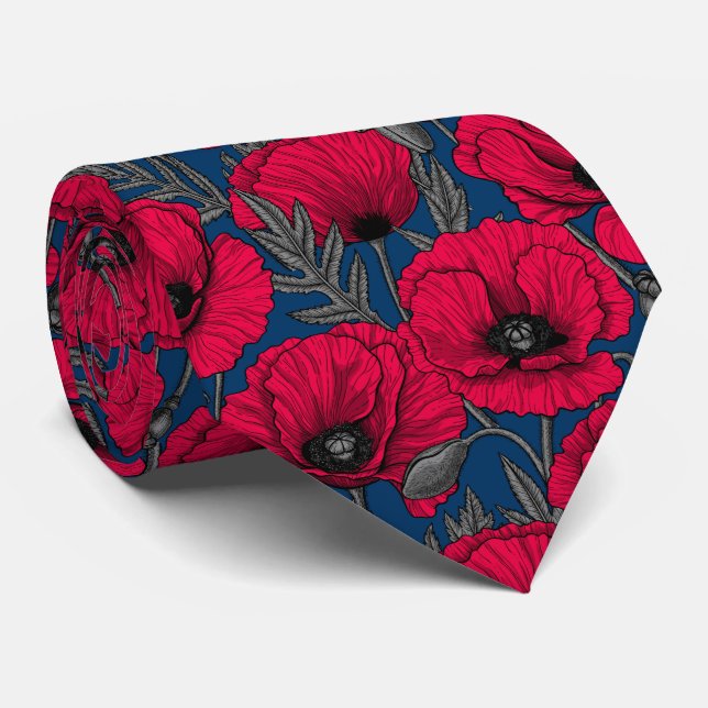 Night poppy garden tie (Rolled)