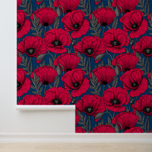Night poppy garden wallpaper