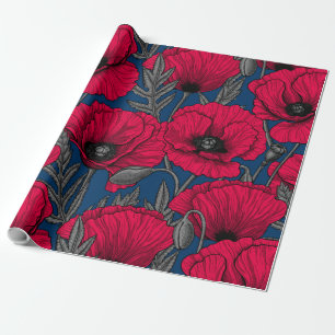 Night poppy garden wrapping paper