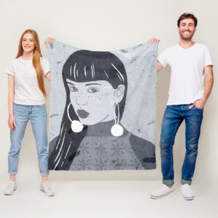 Night Portrait Glance Fleece Blanket