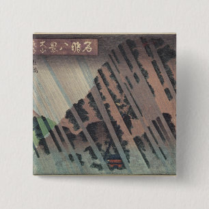 Night Rain on Oyama, c.1830 15 Cm Square Badge