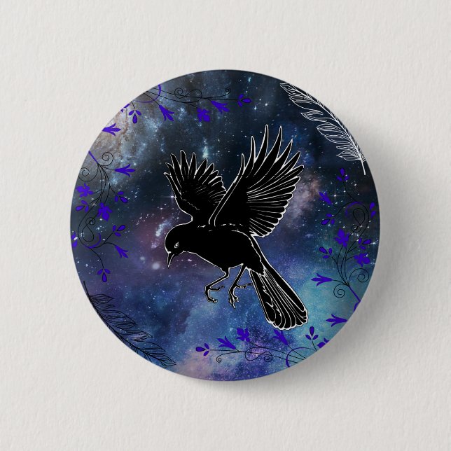 Night Raven 6 Cm Round Badge (Front)