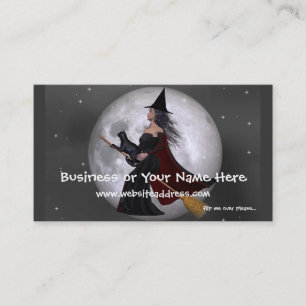 Night Ride :: Witch & Her Cat Business Cards