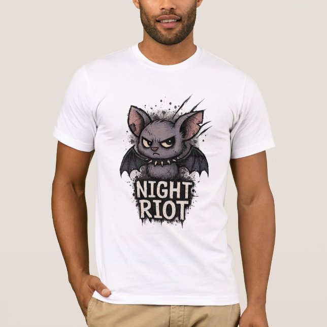 Night Riot – Grunge Emo Bat Illustration T-Shirt (Front)